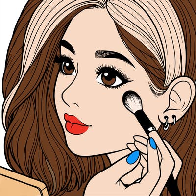 a realistic girl doing her makeup