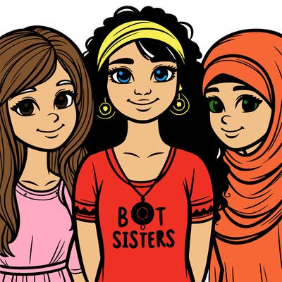 three sisters with a best sisters necklace