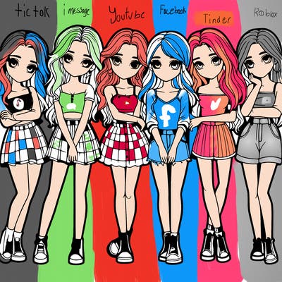 a group of girls realistic