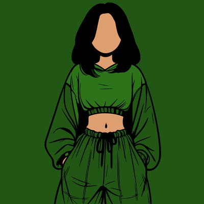 realistic girl faceless with baggy pants and a crop top