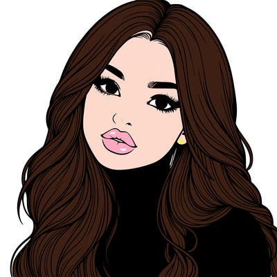 realistic girl with hair on her hair and lips