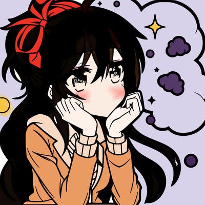 dreaming anime girl lost in thought