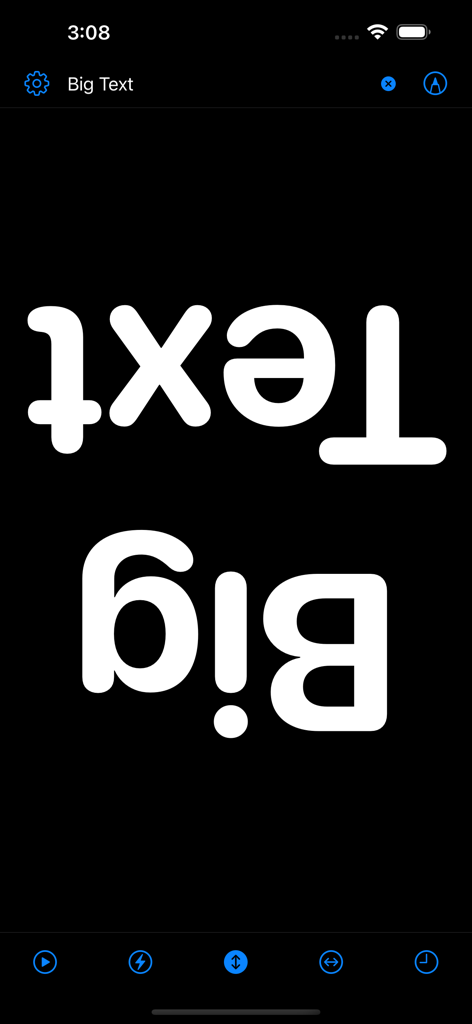 Large Text Widget - Big Text - Large white text flipped upside down in the Big Text app interface