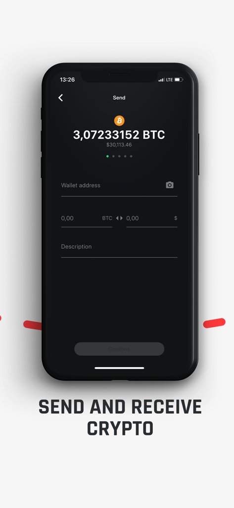 Pantalla de la aplicación móvil GamerHash mostrando opciones de transferencia de Bitcoin