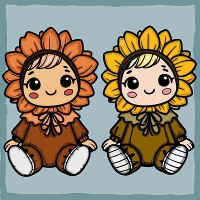 cute little baby in a sunflower costumes