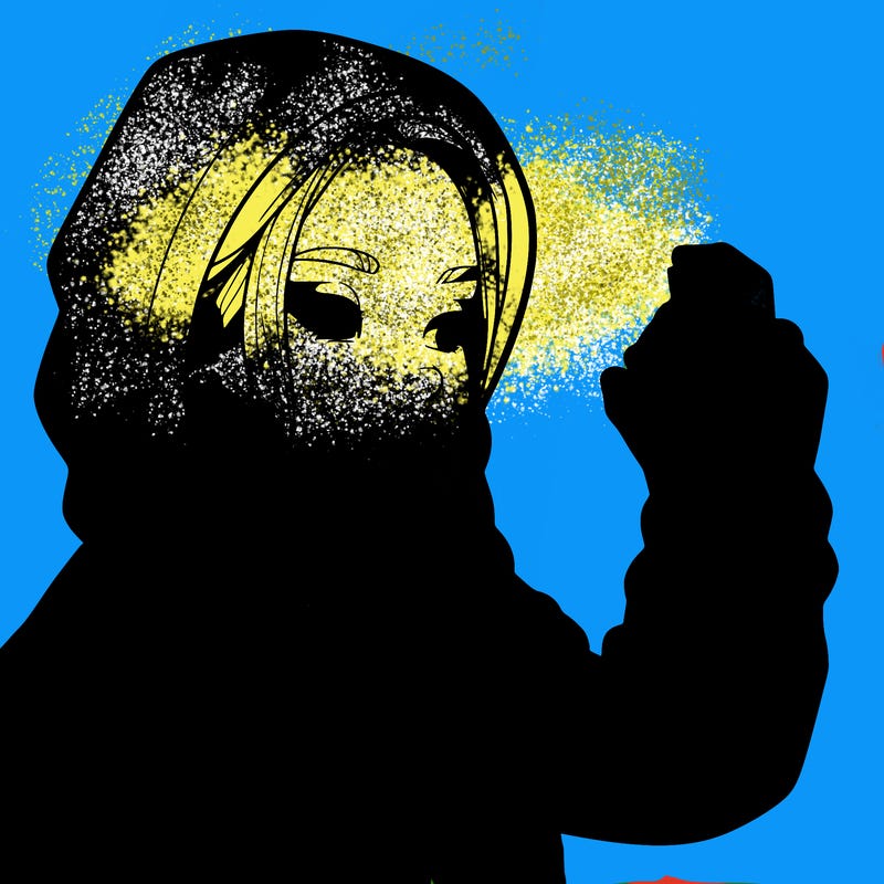 a realistic girl, spray painting