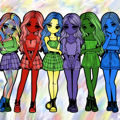 a group of girls realistic