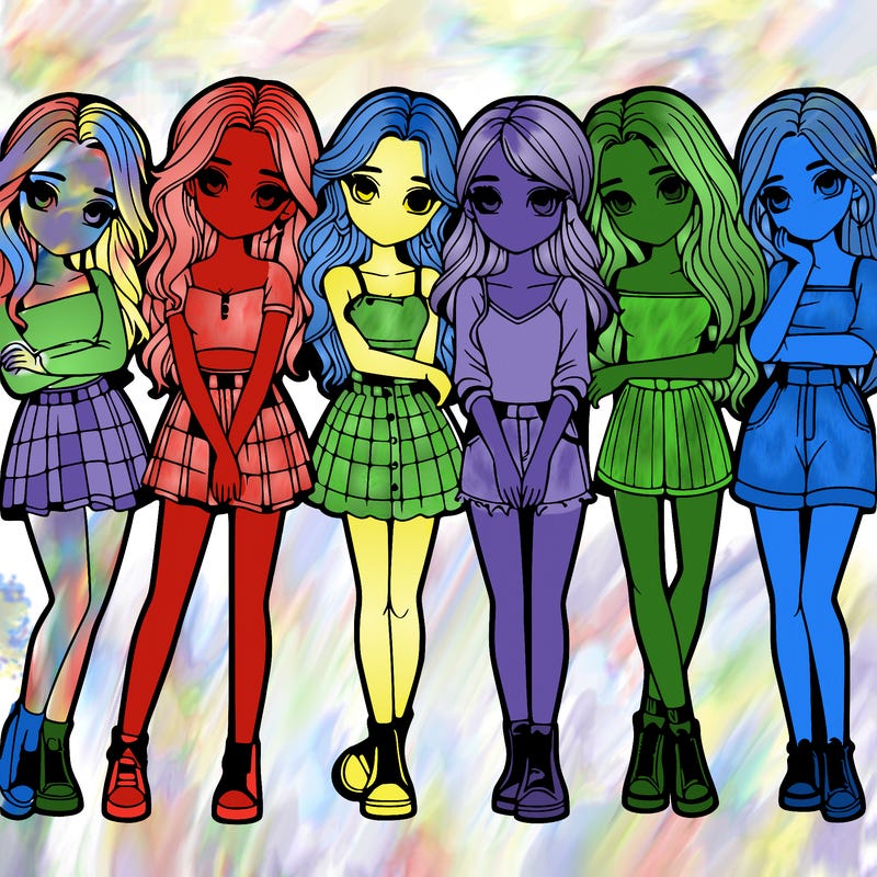 a group of girls realistic