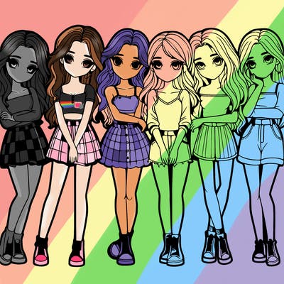 a group of girls realistic