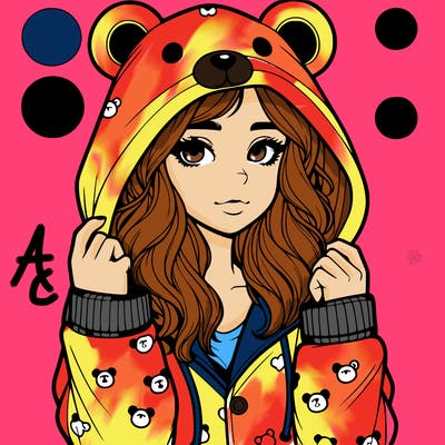 realistic girl in a animal pjs hoodie