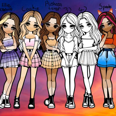 a group of girls realistic