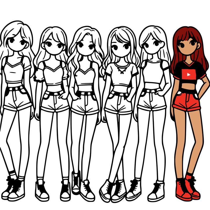 a group of girls wearing crop tops and shorts