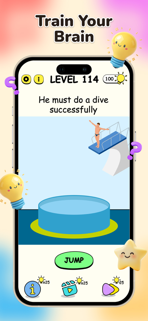 Brain IQ: Puzzle & Logic Games - Ein Gehirntrainings-Logikrätsel aus der Brain IQ App mit einer Sprungbrett-Herausforderung