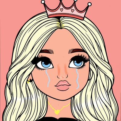 a realistic girl with a crown on