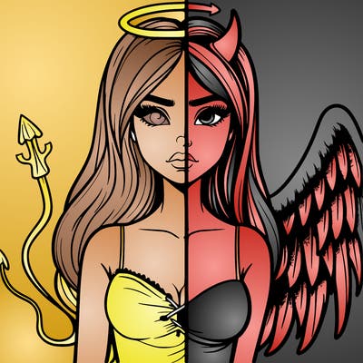 devil vs angel realistic girl