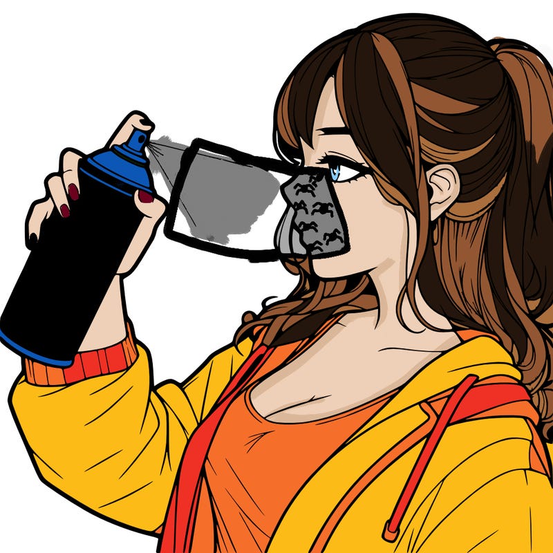 a realistic girl spray, painting