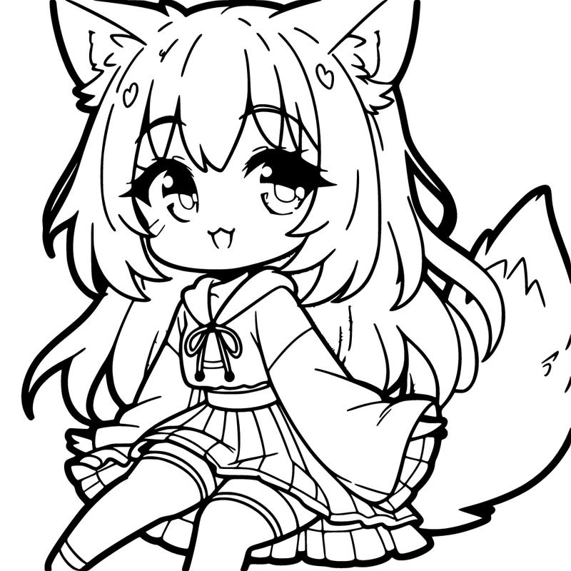 cute easy manga wolf girl