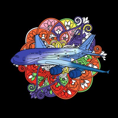 airplane airbus a380 with no flowers and unique design