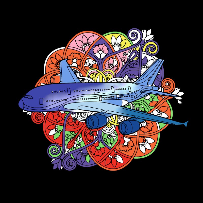 airplane airbus a380 with no flowers and unique design