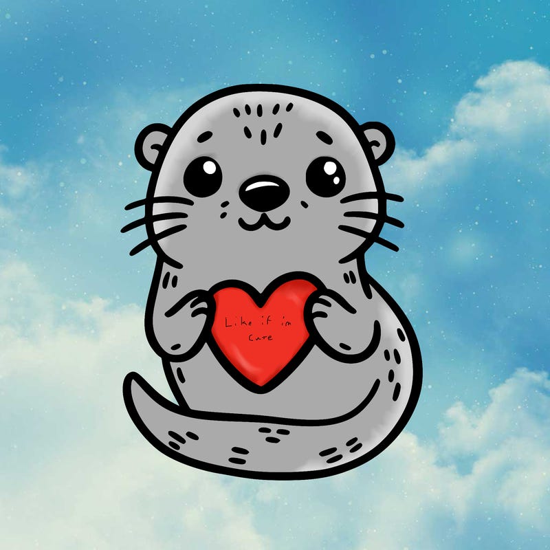 otter with a heart