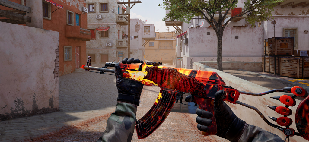 Special Forces Group 3 - First person view of a customized orange and black assault rifle in Special Forces Group 3