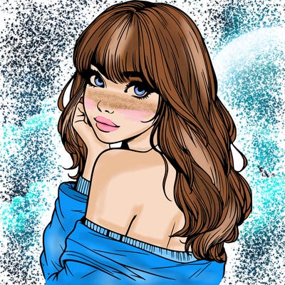 realistic girl with bangs looking over her shoulder