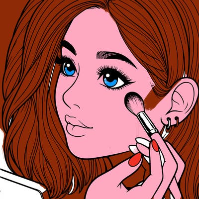 a realistic girl doing her makeup