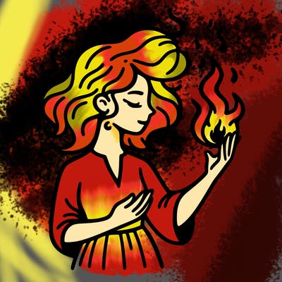 woman with fire