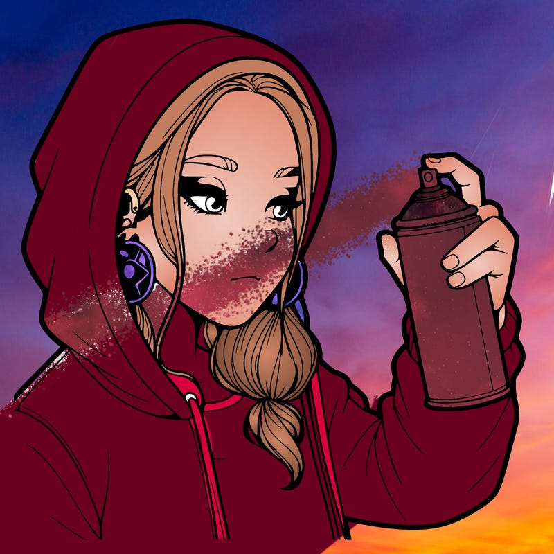 a realistic girl, spray painting