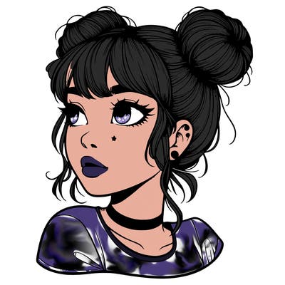 realistic girl with spacebuns
