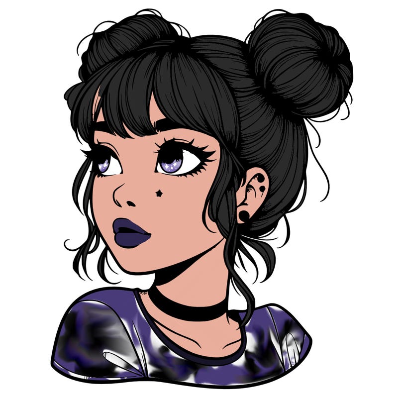realistic girl with spacebuns
