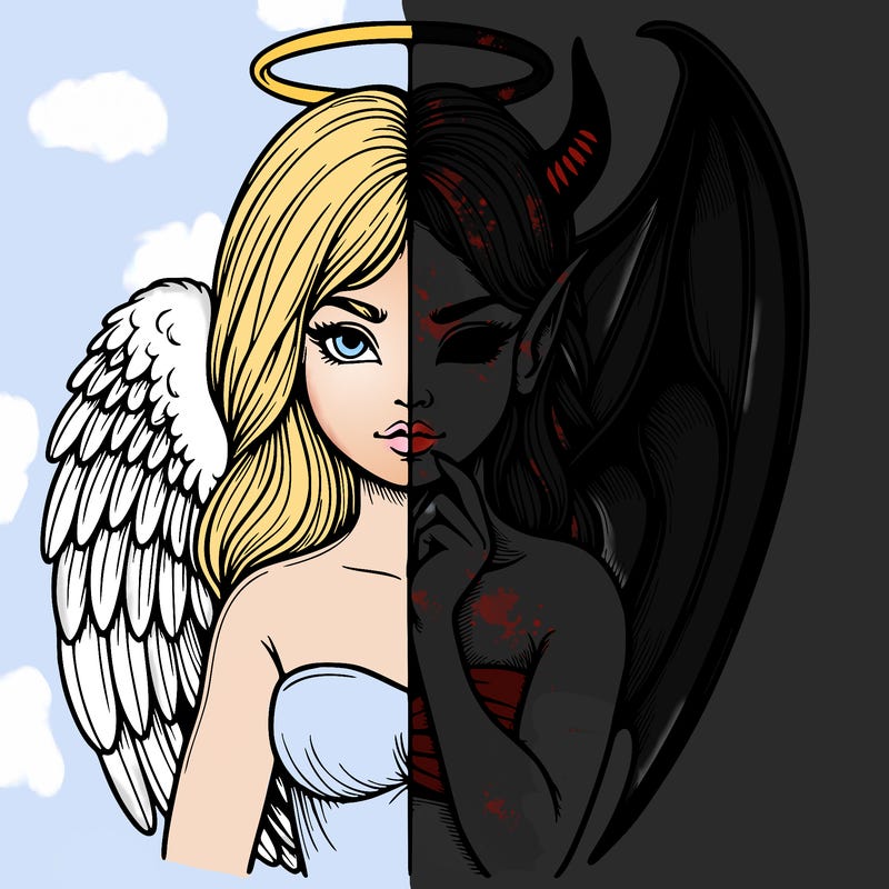 realistic angel half demon