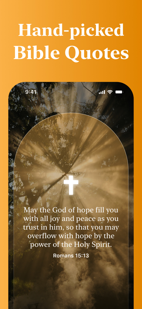 Citazioni bibliche scelte a mano su uno sfondo spirituale nell'app Christian Devotional
