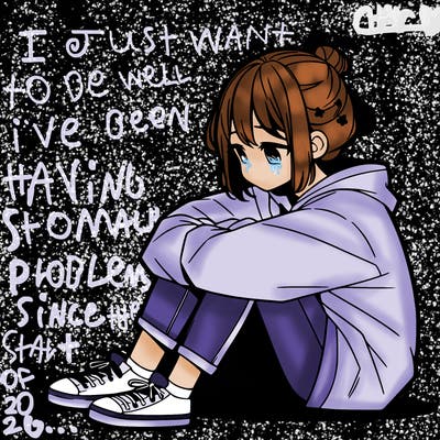 sad anime girl sitting alone