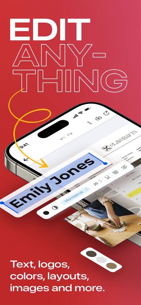 PDF EditorアプリでPDFテキスト編集機能を表示している携帯電話