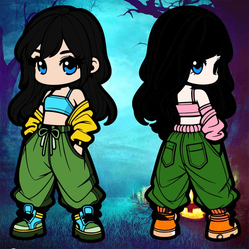 girl in crop top and baggy pants