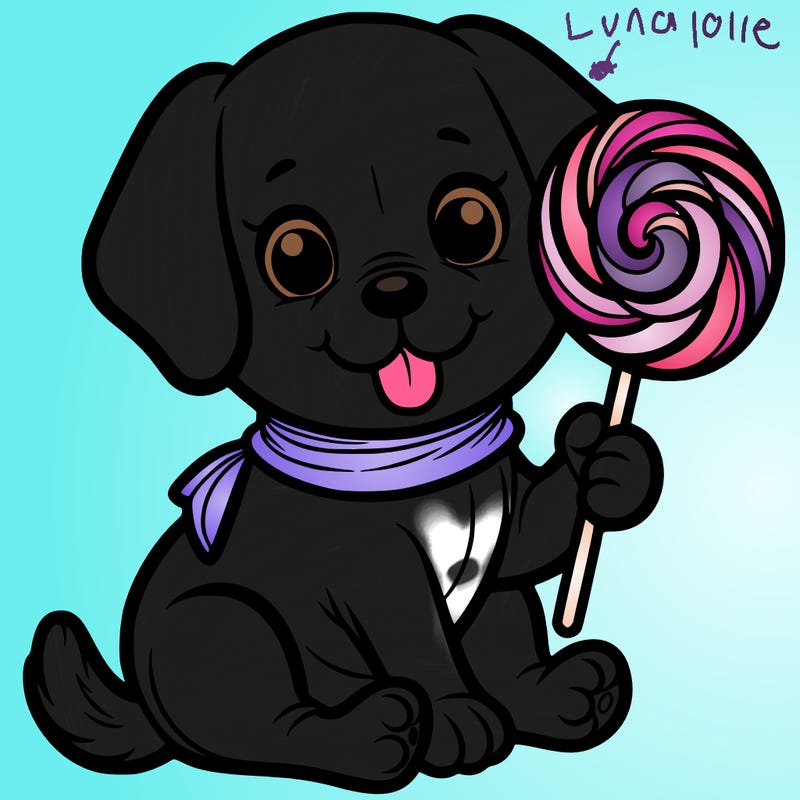 puppy with lollipop