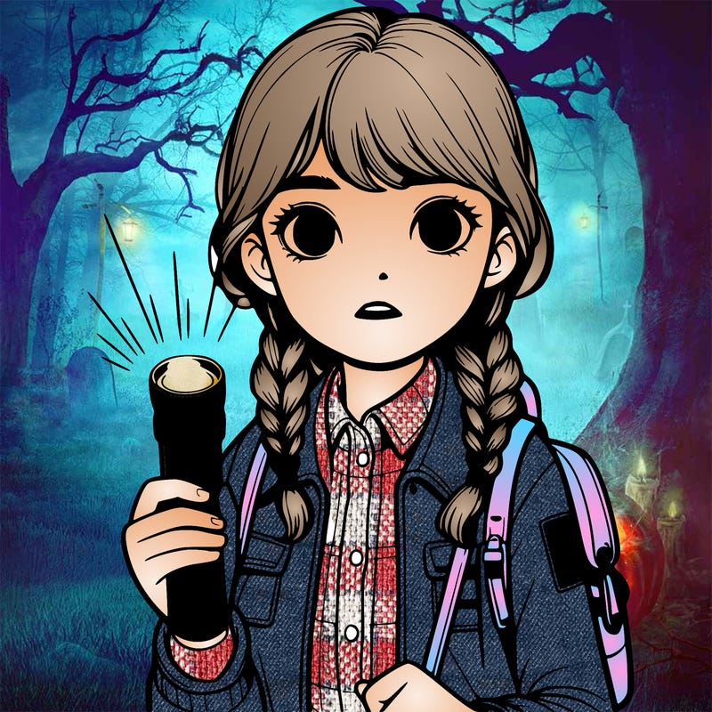 realistic girl with flashlight