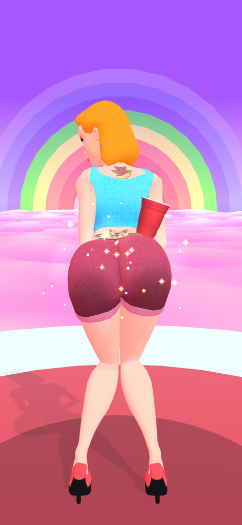 Twerk Master - 3D character dancing in front of a rainbow in Twerk Master game