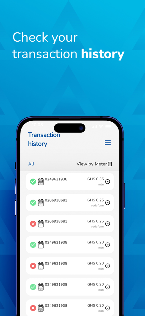 NEDCo - NEDCo app transaction history screen showing electricity bill payments