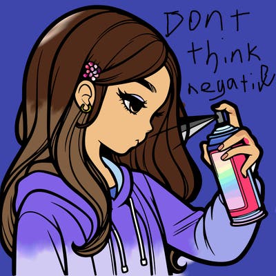 a realistic girl spray painting