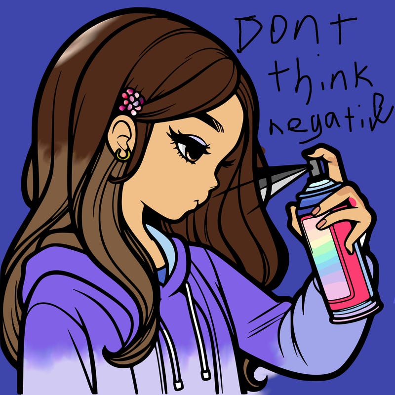 a realistic girl spray painting