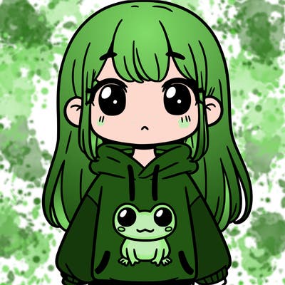 girl wearing frog sweatshirt