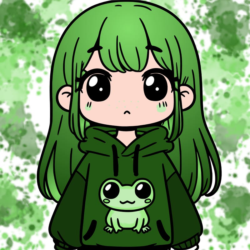 girl wearing frog sweatshirt