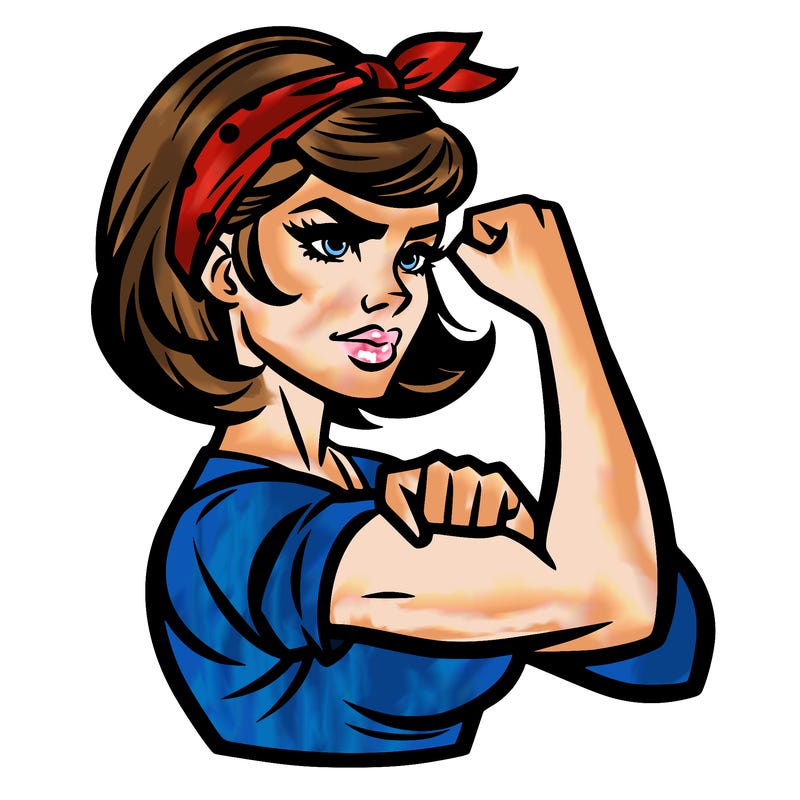 strong woman with a 60s american ad style