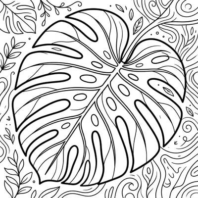 Dive into the lush world of tropical foliage with this captivating Monstera leaf coloring page. Its distinctive splits and natural patterns provide an engaging and relaxing artistic escape.