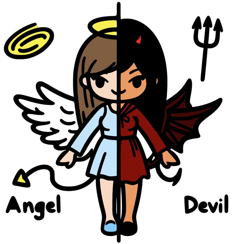 angel vs devil girl split