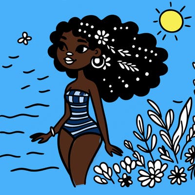 african woman in a swimsuit