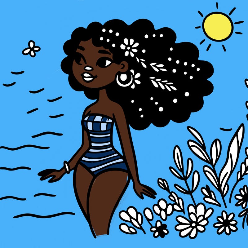 african woman in a swimsuit