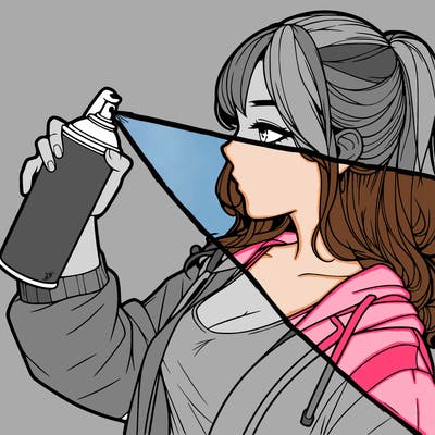a realistic girl spray, painting